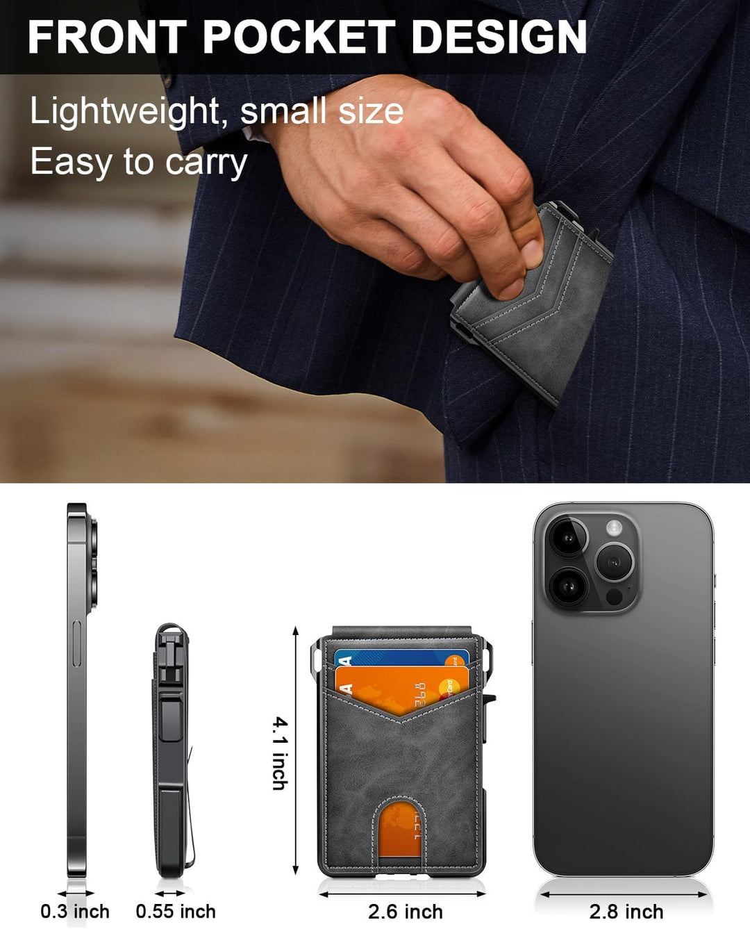 Cartera para hombres, cartera minimalista para hombres de 9-13 tarj...