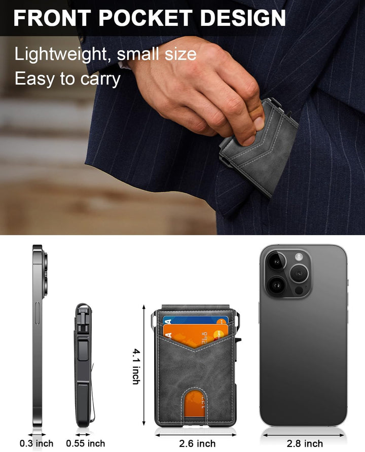 Cartera para hombres, cartera minimalista para hombres de 9-13 tarj...