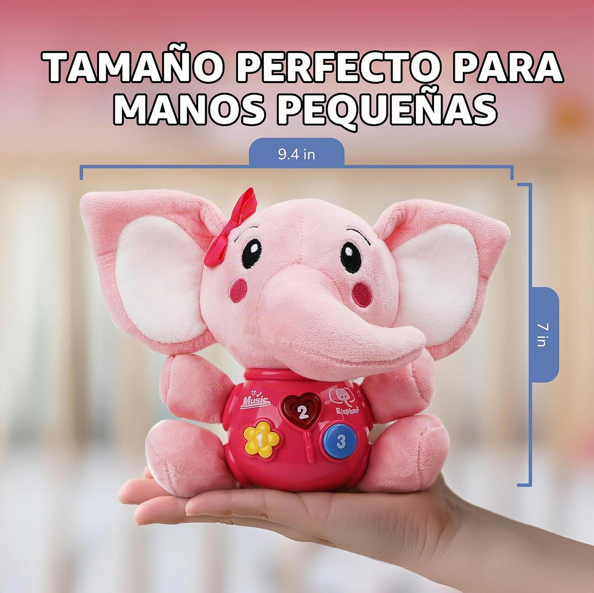 STEAM Life Elefante musical de peluche con luces, bebés de 0 a 36 meses