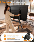 Lámpara Perlegear Soporte de TV rodante para televisores de 42 a 90 pulgadas de hasta 220 libras, soporte de TV resistente de cuatro patas con ruedas bloqueables, carrito de TV móvil de altura ajustable para