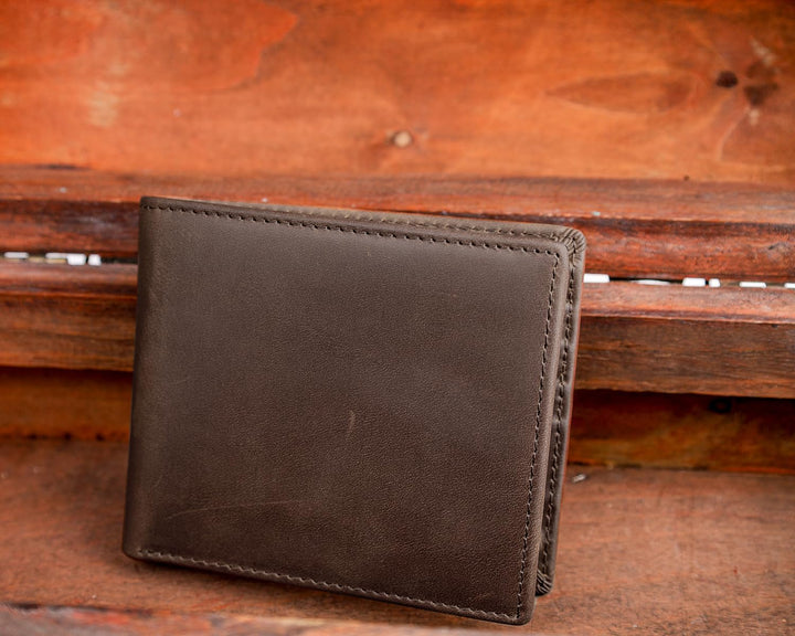 Cartera de cuero genuino DK86 para hombre, billetera biplegable con...