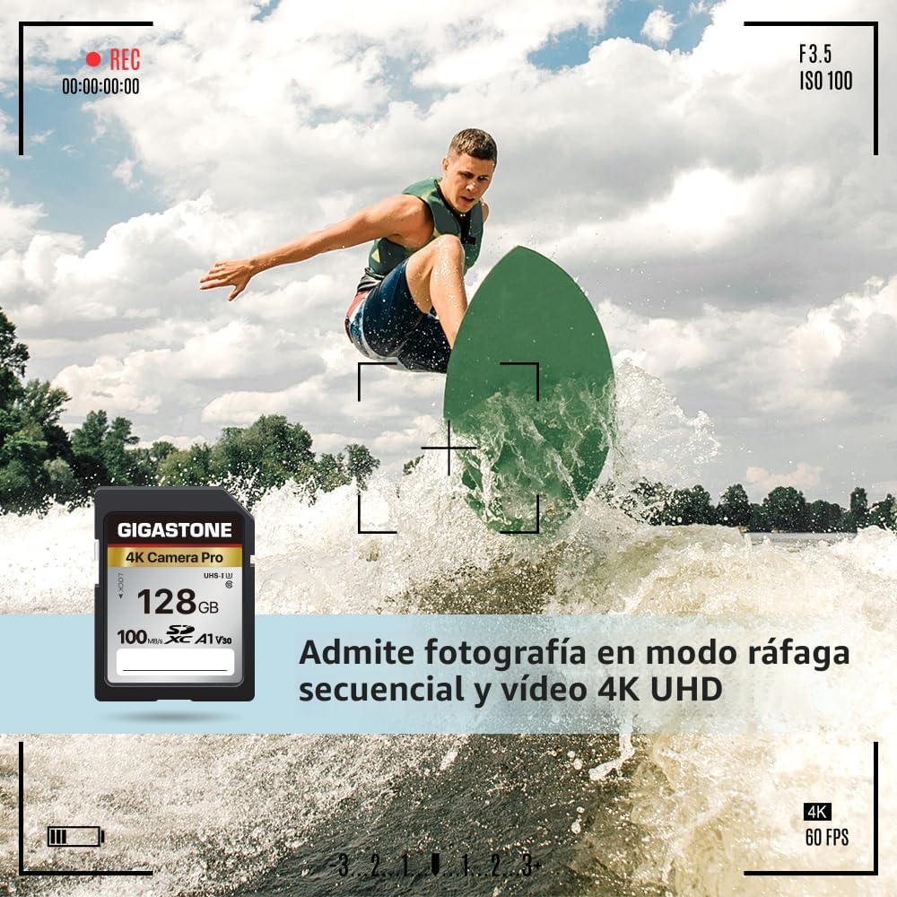 【5 años de recuperación de datos】GIGASTONE Tarjeta SD de 128 GB, 4K...
