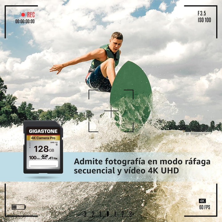 【5 años de recuperación de datos】GIGASTONE Tarjeta SD de 128 GB, 4K...