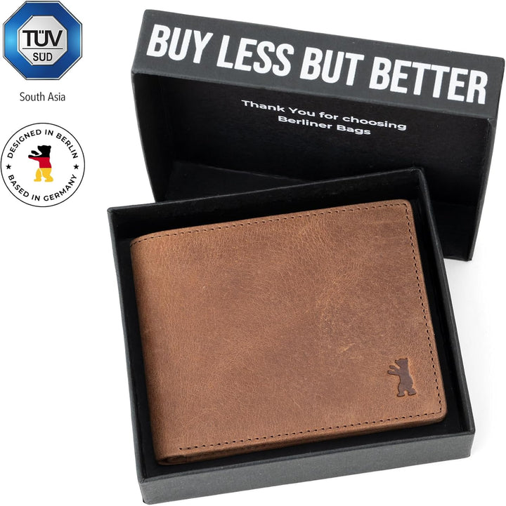 BERLINER BAGS Cartera de cuero genuino para hombre, bloqueo RFID, p...