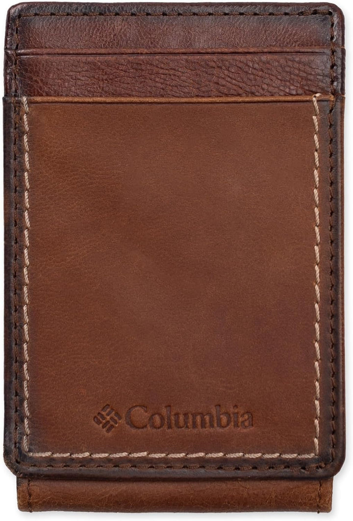 Columbia Billetera de cuero para hombre con bolsillo frontal y tarj...