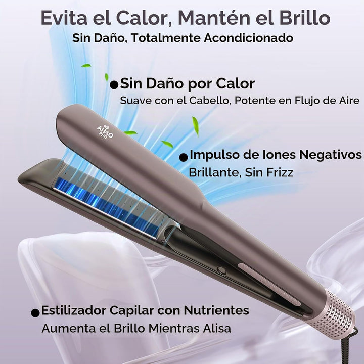 AirGlide - Plancha y secadora de cabello húmedo a seco 2 en 1 con f...