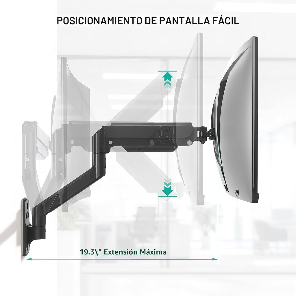 WALI Soporte de Pared para Monitor Individual para Pantallas de 17 a 34 pulgadas, hasta 22 lbs