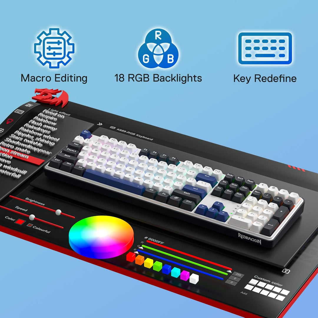 Redragon K689 - Teclado para juegos con cable y junta de goma RGB,...