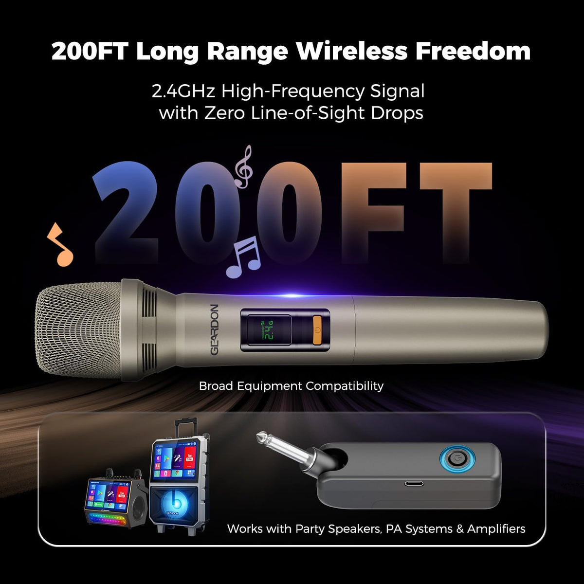 Micrófono inalámbrico dual 2.4G, micrófono recargable con bolsa de