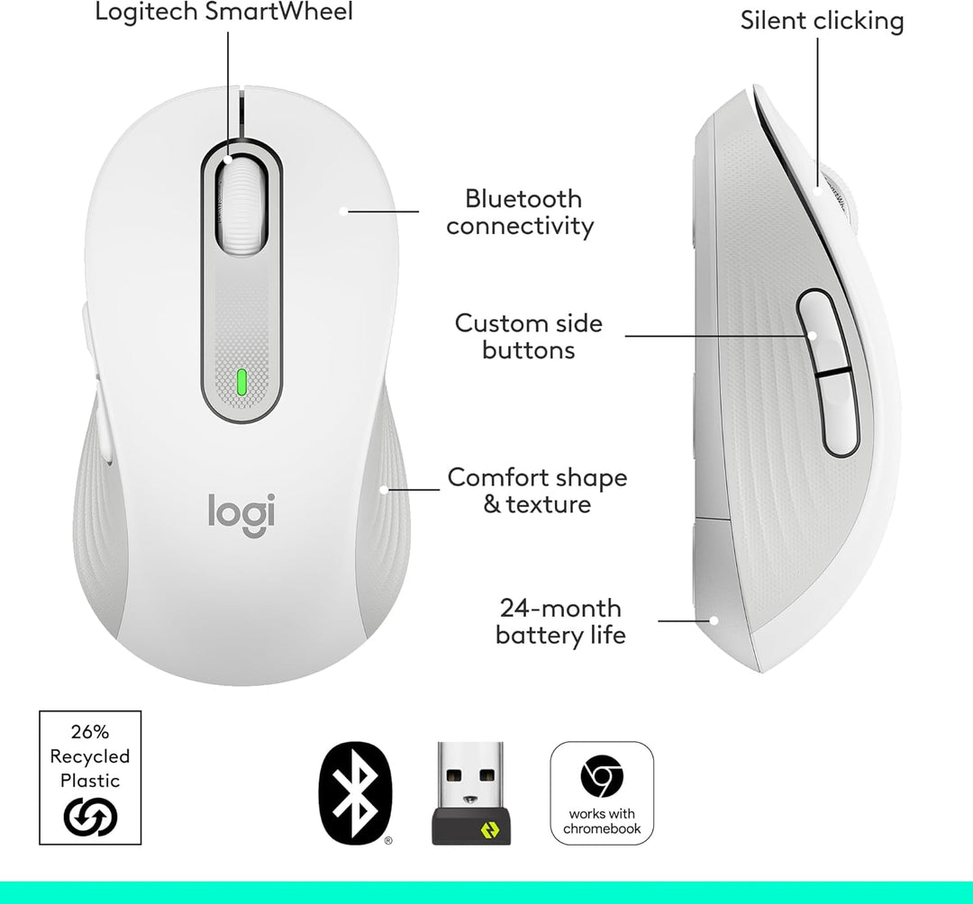 Ratón inalámbrico Logitech Signature M650 - Para manos pequeñas a m...