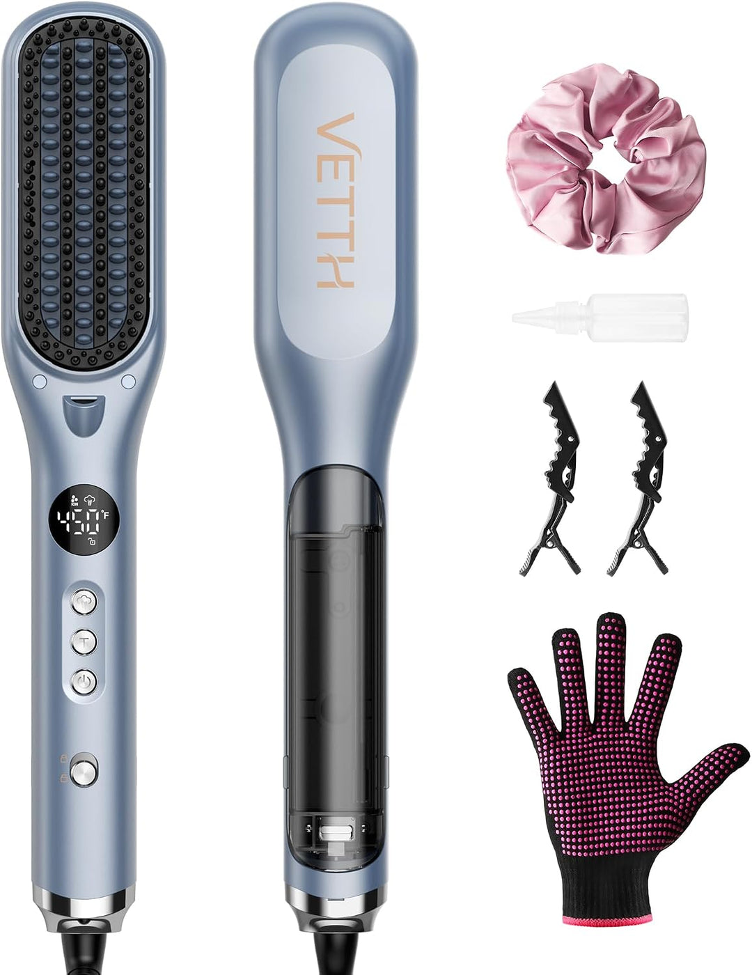 VETTH Cepillo alisador de pelo, cepillo alisador de vapor para muje...