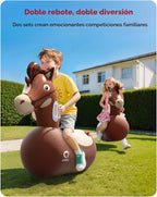 QPAU Juguete Inflable Saltador Caballo, Paquete de 2 con Bomba de Mano
