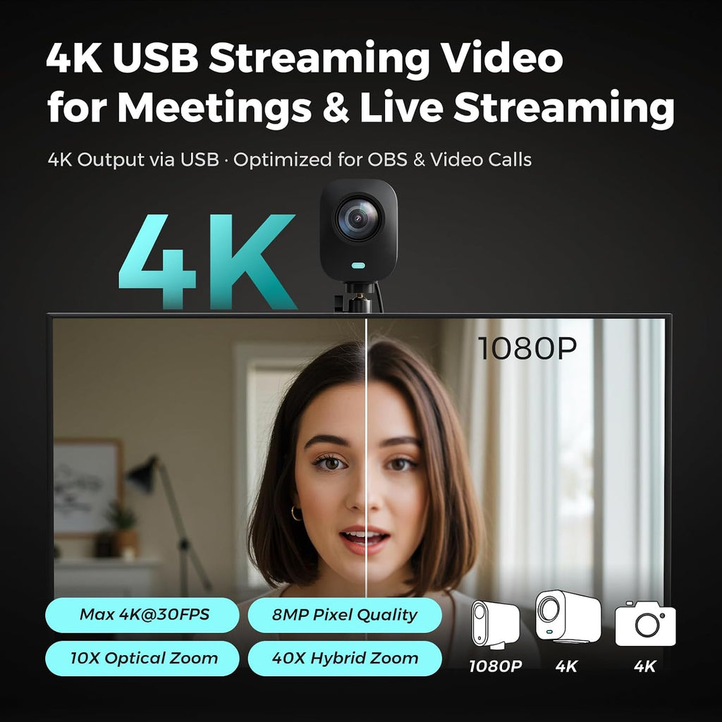 NearStream VM20 4K Streaming Camera con 40X Hybrid Zoom y Remote Control
