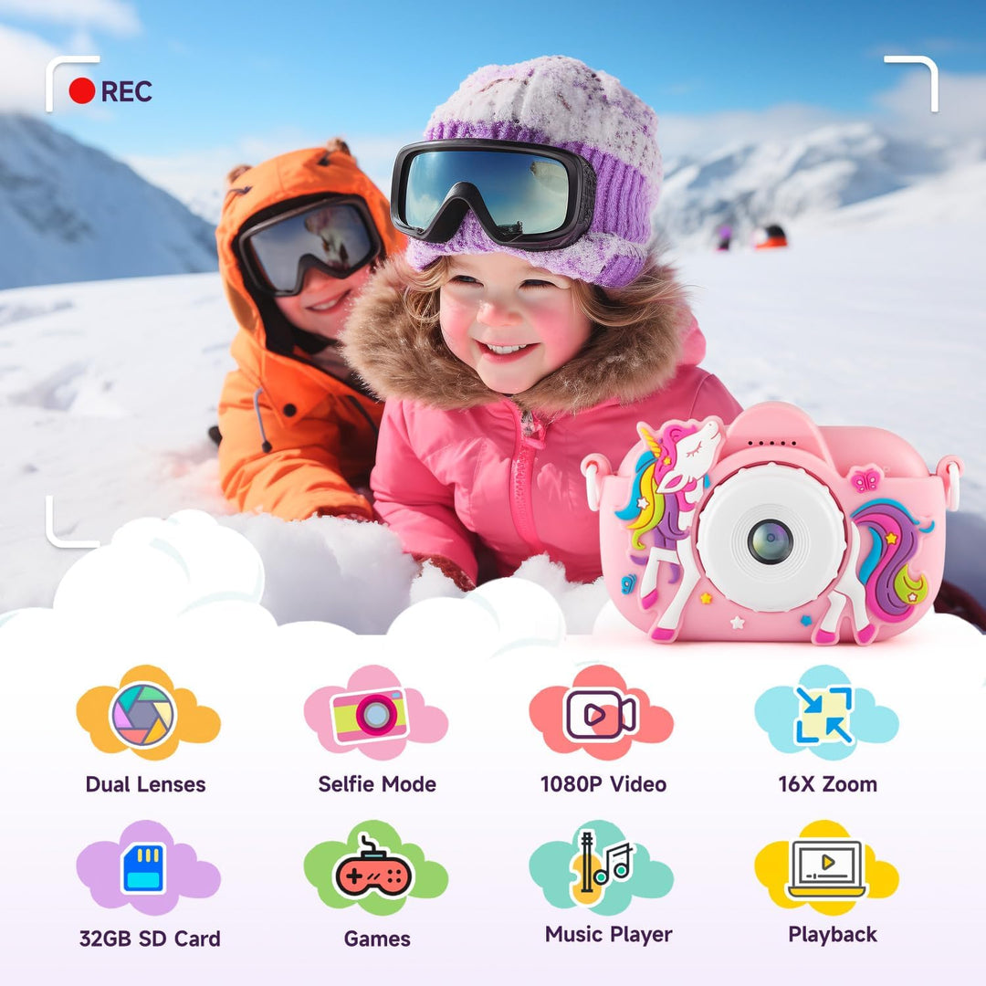 MAVOKIS Cámara digital para niños de 3 a 8 años, cámara 1080P para...