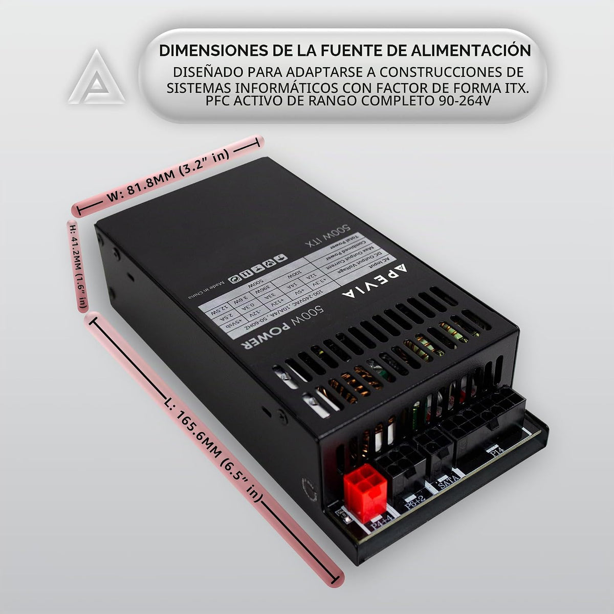 Apevia ITX-PFC500W Mini ITX\/Flex ATX \/ 1U 500W Fuente de alimenta...