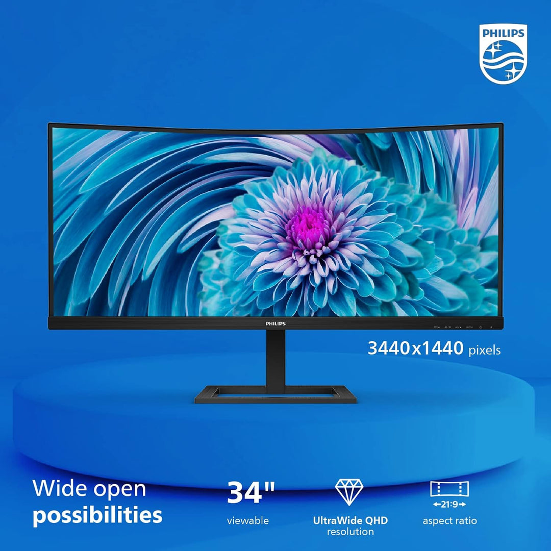 Philips 346E2CUAE - Monitor de computadora curvo de 34 pulgadas UWQ...