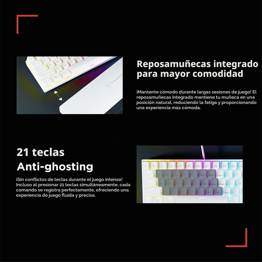 Rampage K60 Teclado mecánico para juegos \u2013 62 teclas, diseño c...