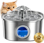 PEKTACO Fuente de Agua para Gatos, 3.2L Acero Inoxidable para Mascotas, 1 Filtro