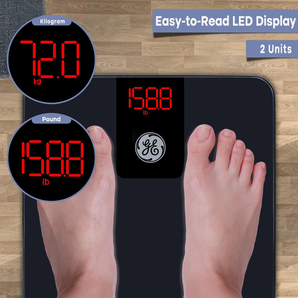 GE Báscula de baño para peso corporal, pesaje digital inteligente preciso