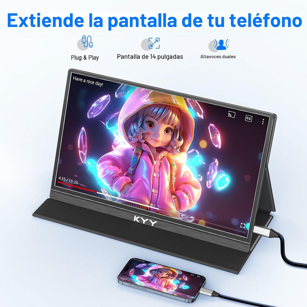 KYY - Monitor portátil para laptop, pantalla de computadora de viaj...