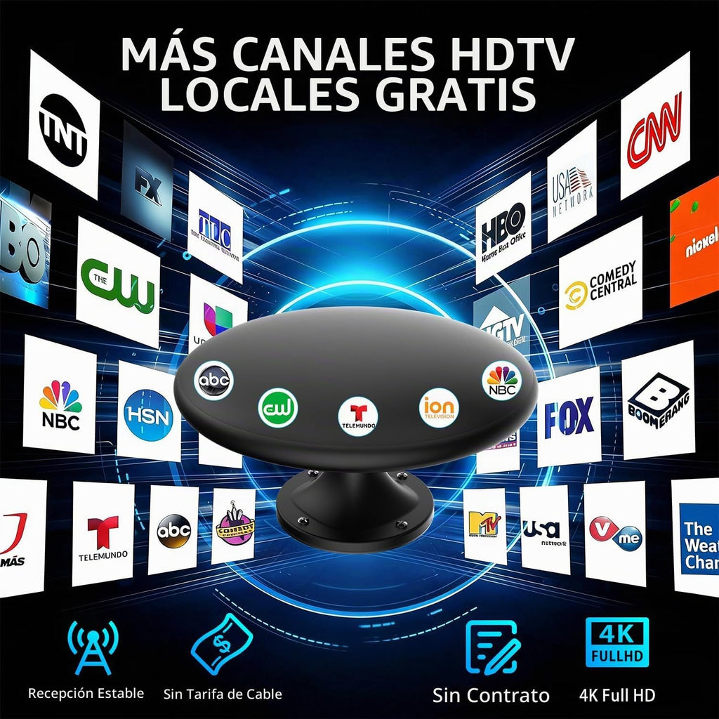 Antena de TV al aire libre para televisores inteligentes, antena digital HD TV RV montaje en techo, VHF/UHF de largo alcance para cámper, remolque, camión, barco (32.8 pies)