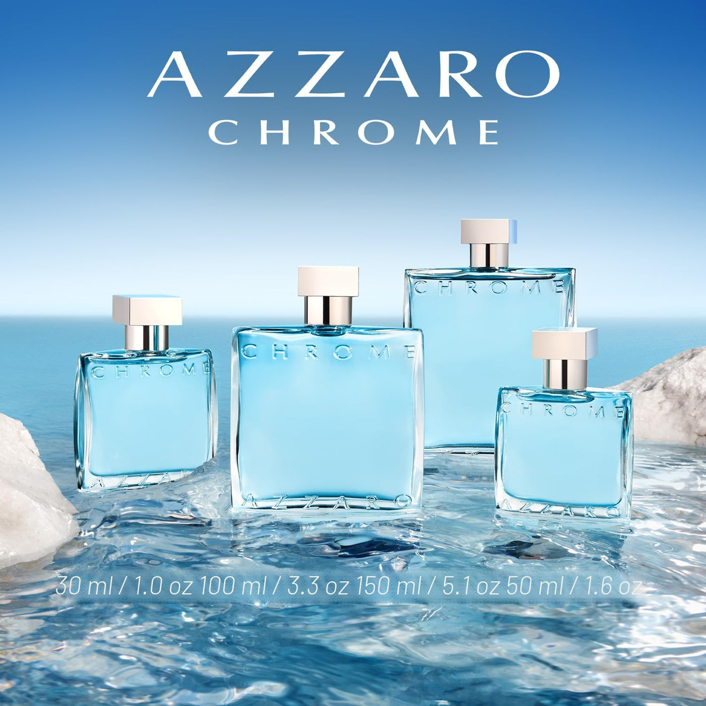 Azzaro Eau de Toilette cromado, colonia acuática fresca para hombre...