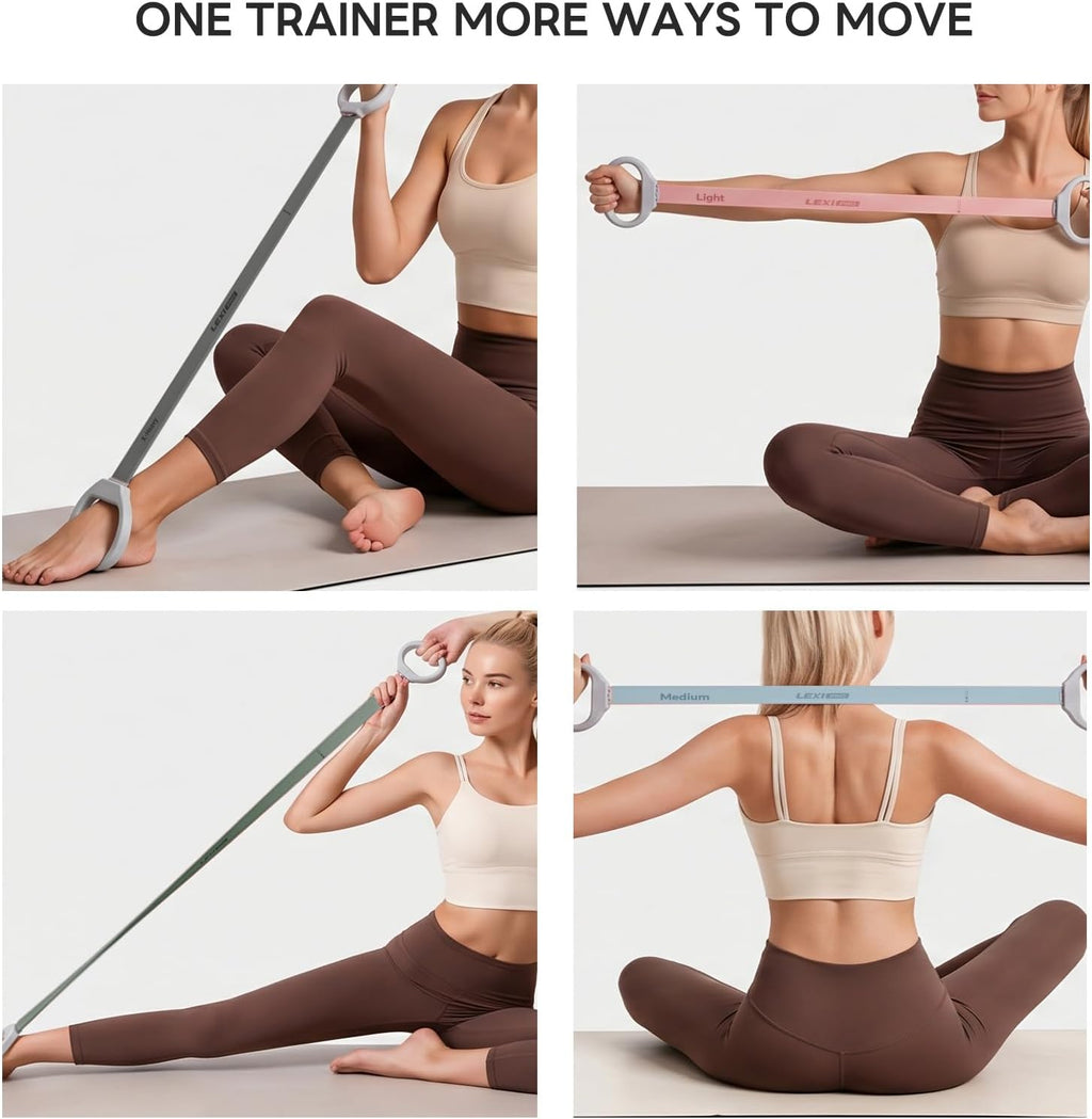 Lexipro Banda de resistencia ajustable para figura 8, 10-25 libras, 4 niveles de resistencia intercambiables con asas ergonómicas, banda de ejercicio de silicona de intercambio rápido para mujeres y