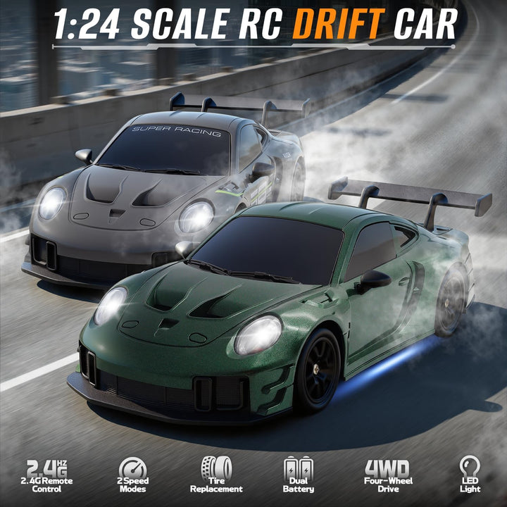 Aka Supaku Coche de deriva a control remoto, 1:24 4WD, vehículo con...