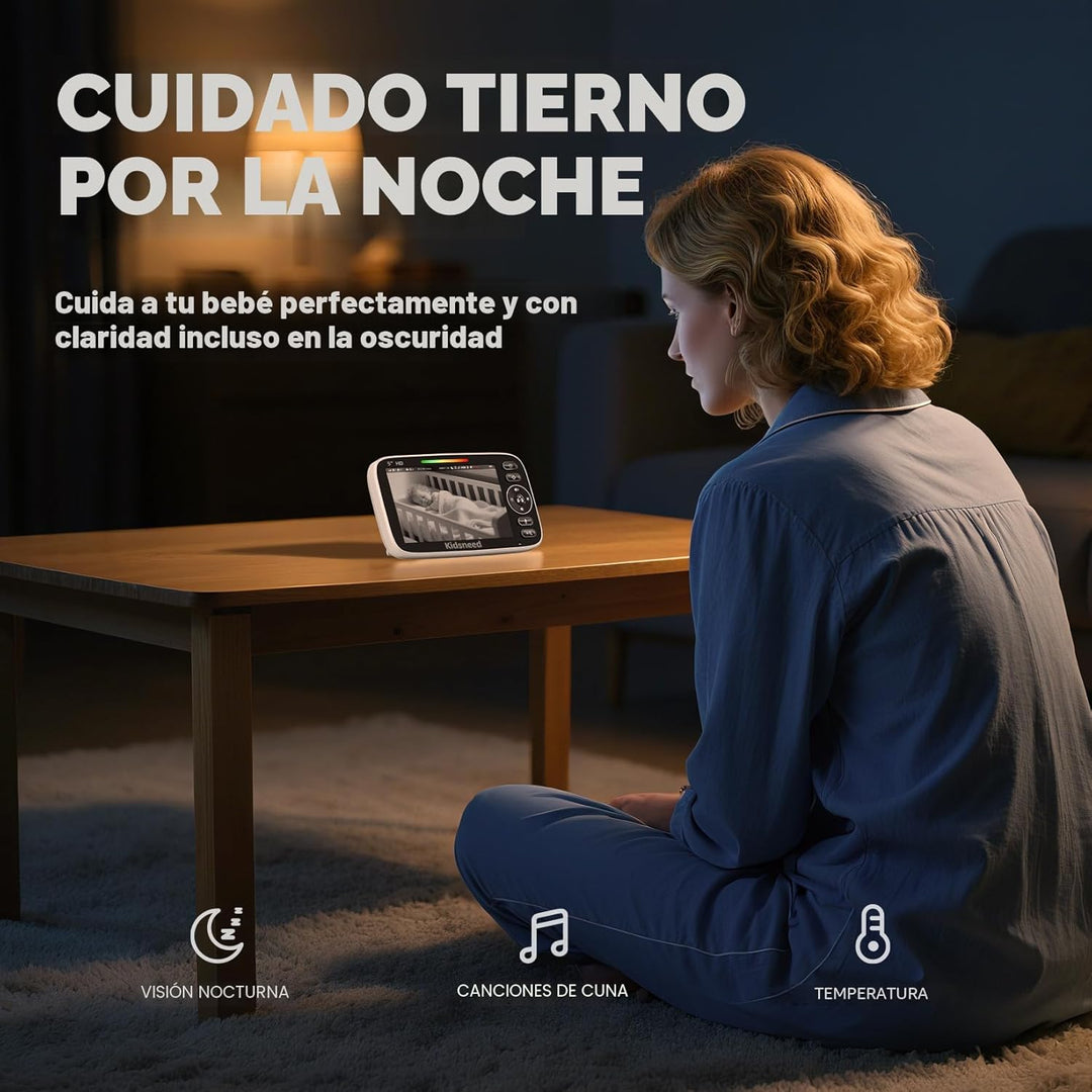 Kidsneed Monitor de bebé con cámara y audio: monitor de bebé de vid...