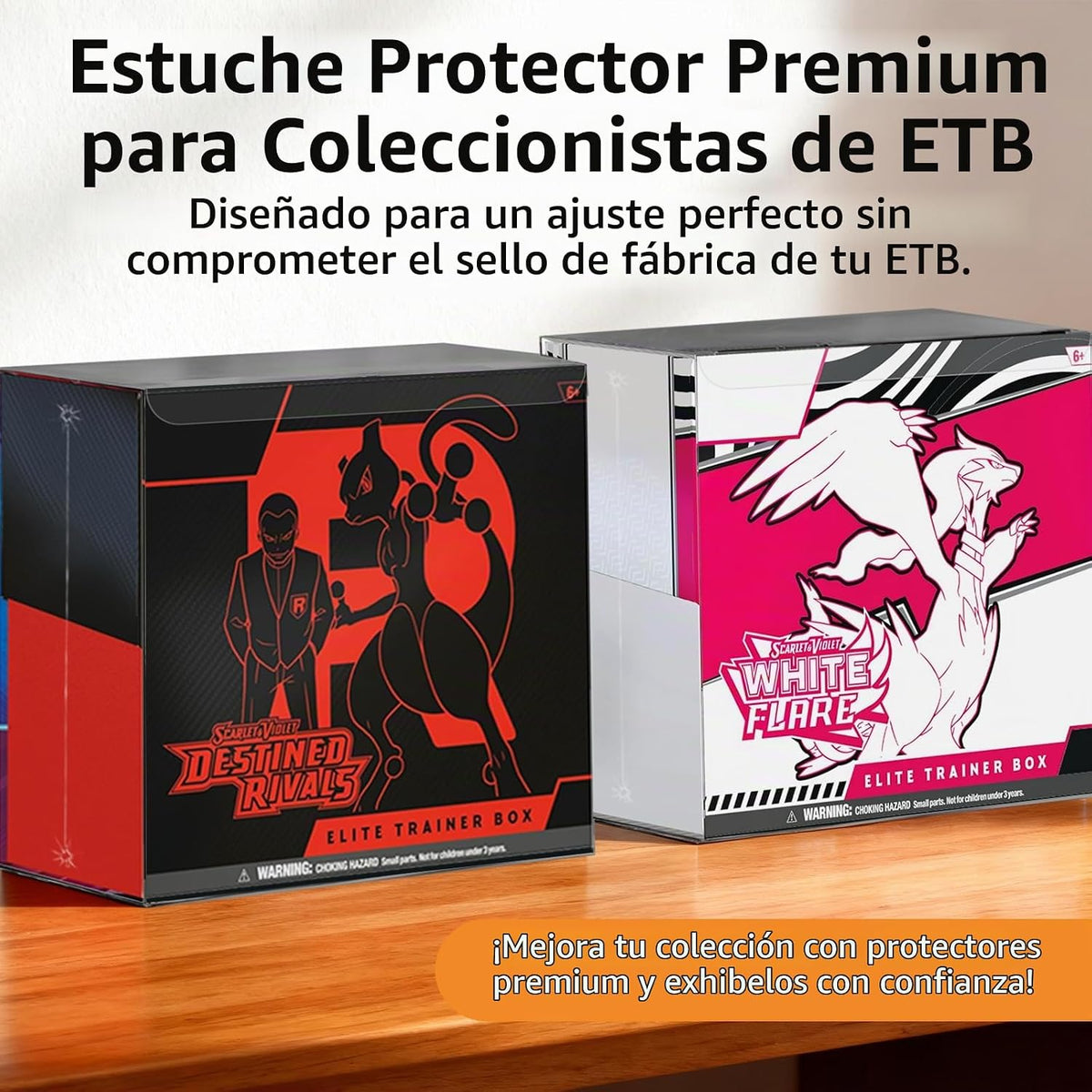 Paquete de 20 fundas protectoras ETB hechas para PKMN Elite Trainer, cajas protectoras de 0.020 in de grosor, plástico PET PKMN ETB, protector transparente resistente con parte inferior de bloqueo automático y película protectora