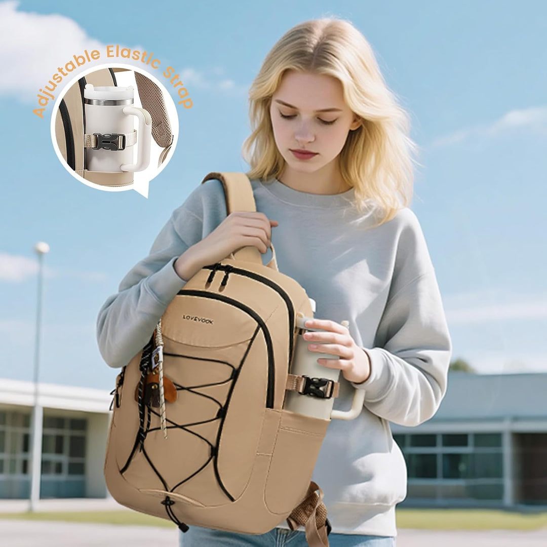 LOVEVOOK Mochila para hombre con bolsillo gigante para vaso, mochil...