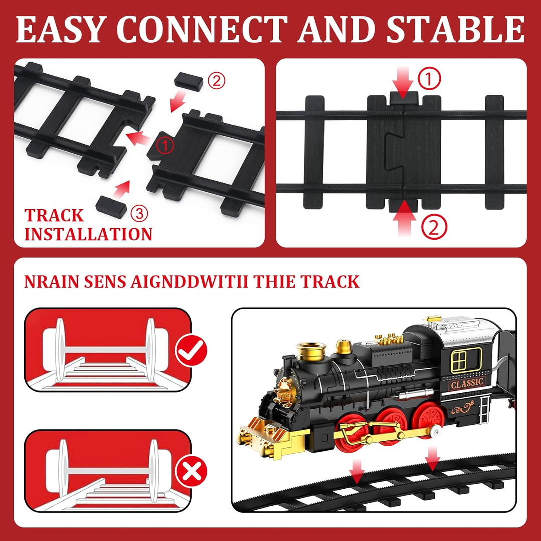 Juego de trenes de tren para niños con humo luces y