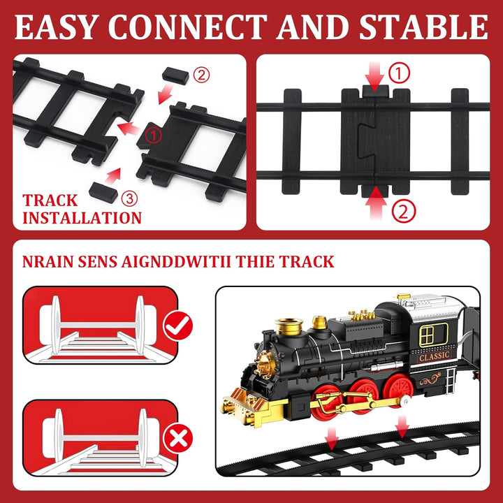 Juego de trenes de tren para niños con humo luces y