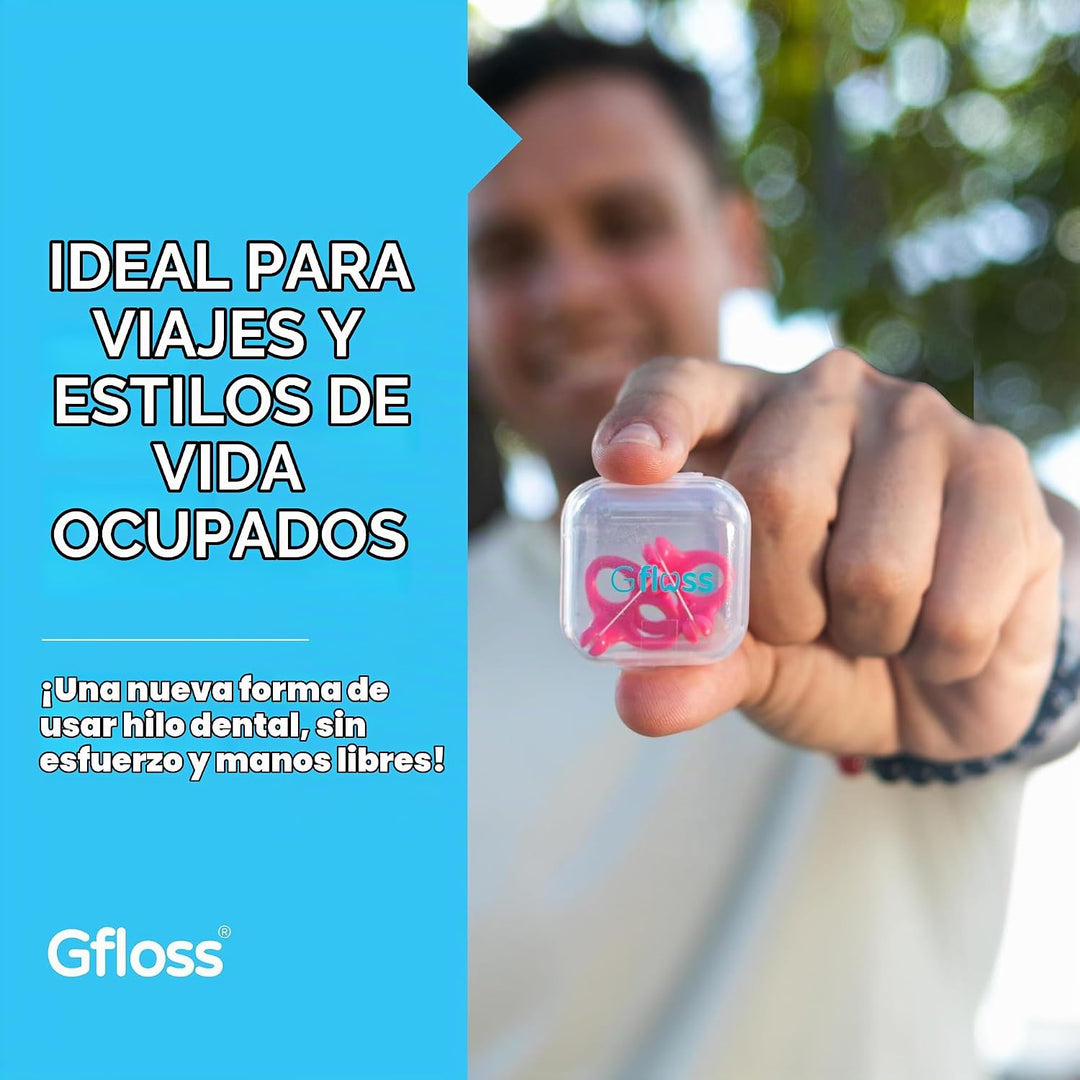Gfloss Hilo dental manos libres, 120 unidades (paquete de 3) + estu...