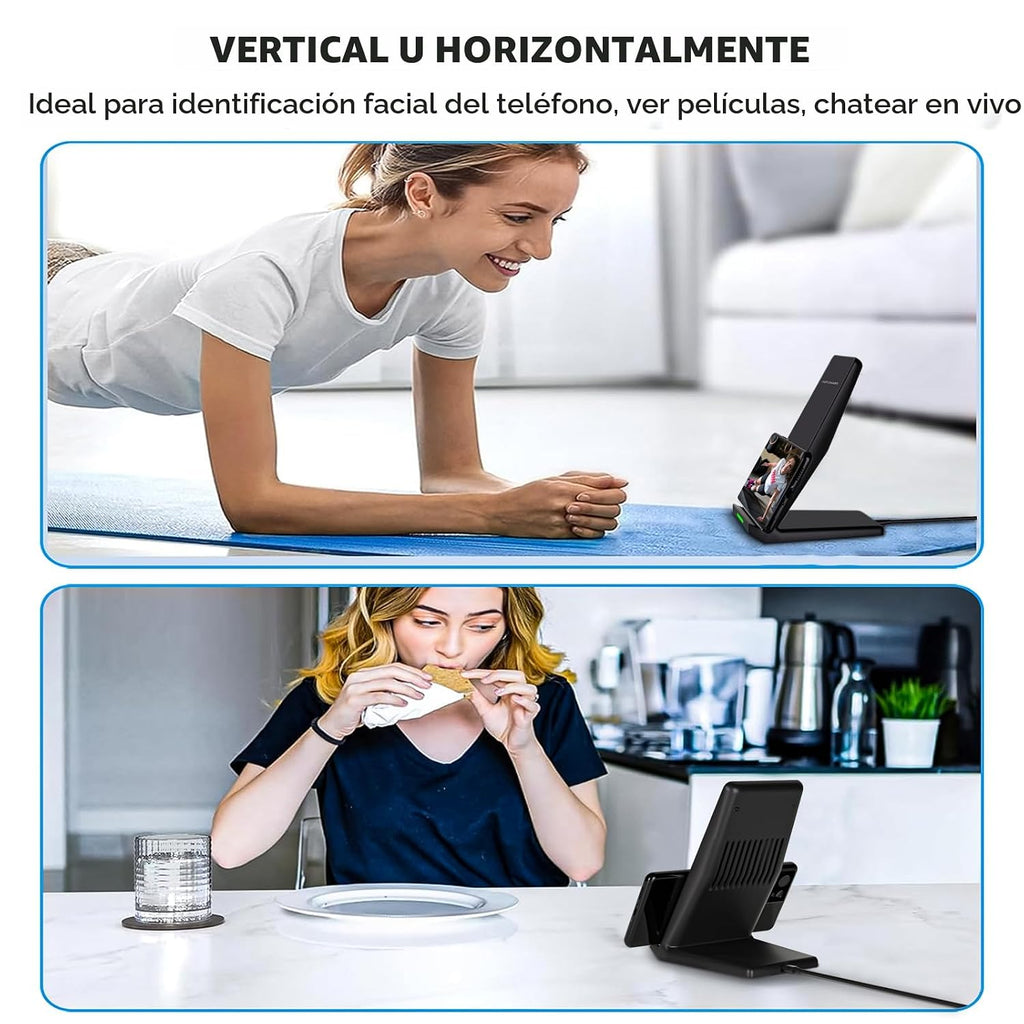 Cargador inalámbrico rápido, soporte de carga inalámbrico de escritorio con adaptador USB PD de 20 W para Samsung Galaxy S25/S24/S23/S22/S21/Note 20, Pixel 8/7 Pro, para iPhone 17 Pro Max/17 Pro/17/16