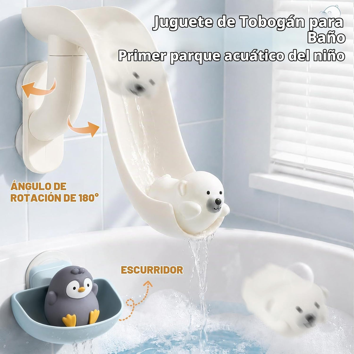 Set de Juguetes de Baño No-Hole Otter para Niños 1-3, Libre de BPA, 11 Piezas