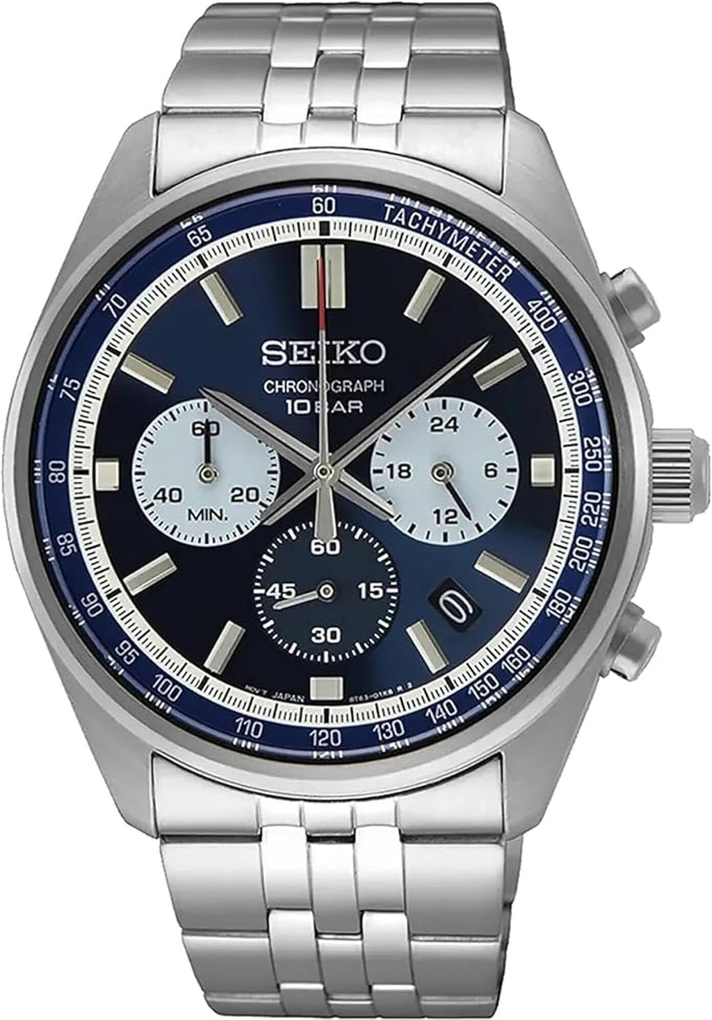 SEIKO Reloj cronógrafo de cuarzo azul con esfera azul SSB427P1