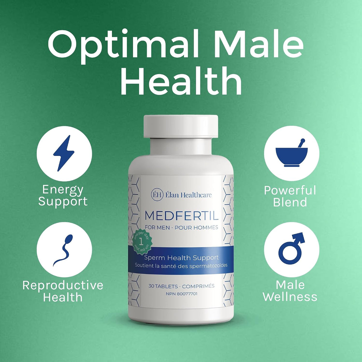 ÉLAN HEALTHCARE Medfertil - Suplemento dietético natural para hombr...