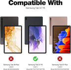 Dexnor Funda para Samsung Galaxy Tab S7 FE de 12.4 pulgadas (2021), [protector de pantalla y soporte integrados] con soporte para bolígrafo, resistente a prueba de golpes, funda protectora de cuerpo completo para Galaxy S7 FE - Rojo
