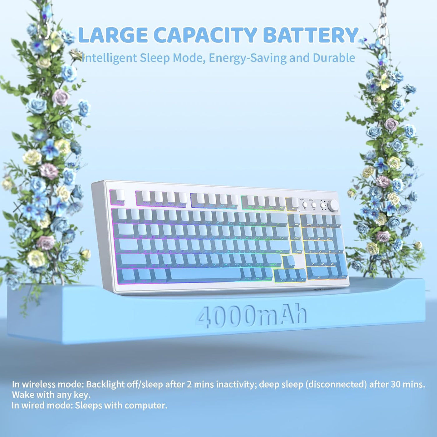 FREEWOLF K100 - Membrana para juegos de 99 teclas, teclado inalámbr...
