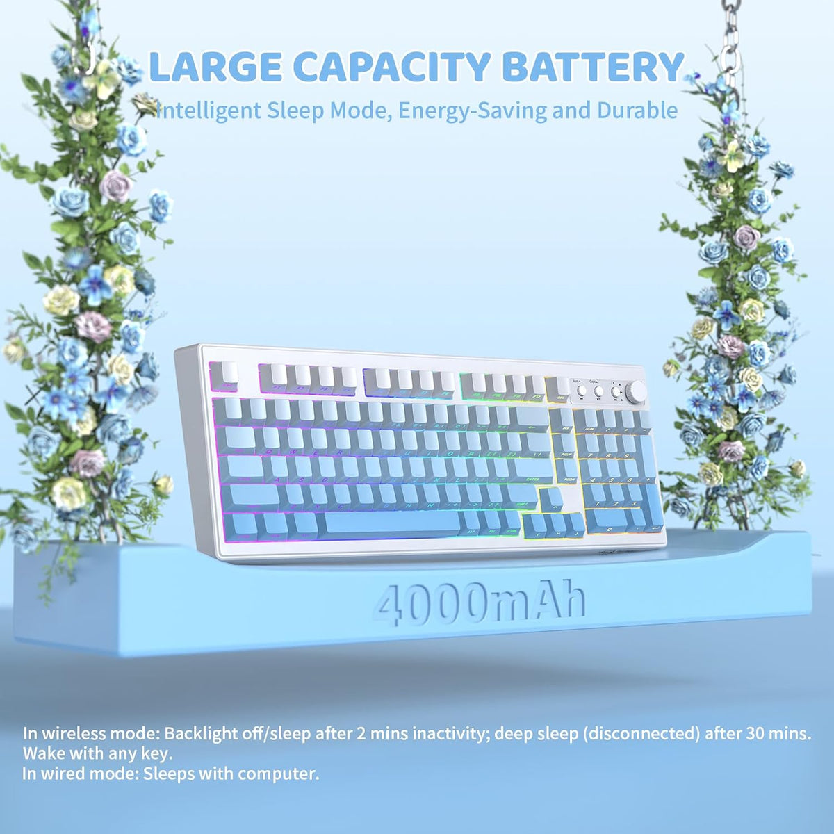FREEWOLF K100 - Membrana para juegos de 99 teclas, Azul degradado