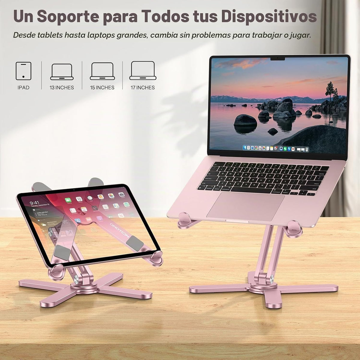 OMOTON Soporte elevador giratorio de 360° para laptop, soporte ergo...