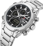 NAVIFORCE Relojes digitales multifunción, reloj analógico impermeable 3ATM para hombres, reloj de pulsera de lujo luminoso, regalo