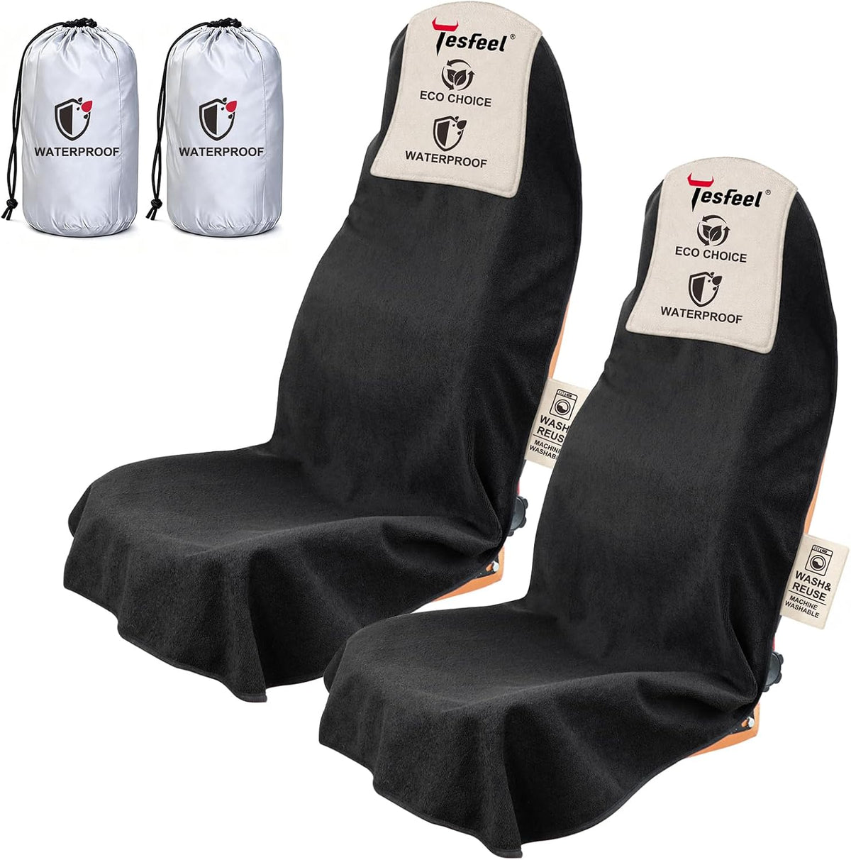 Funda para toalla para asiento de automóvil, color negro