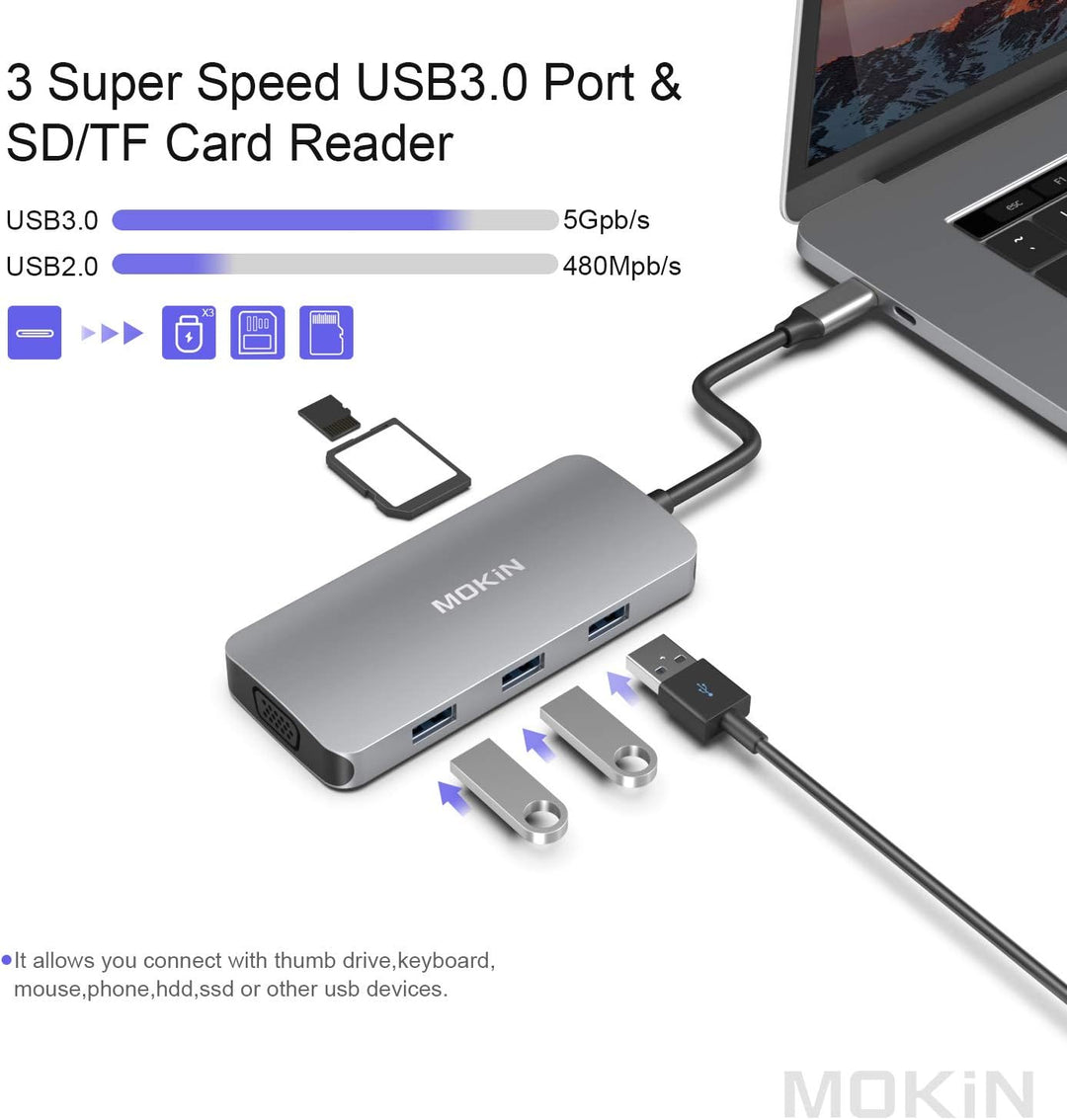 Adaptador USB C multipuerto USB C para MacBook Pro USB C