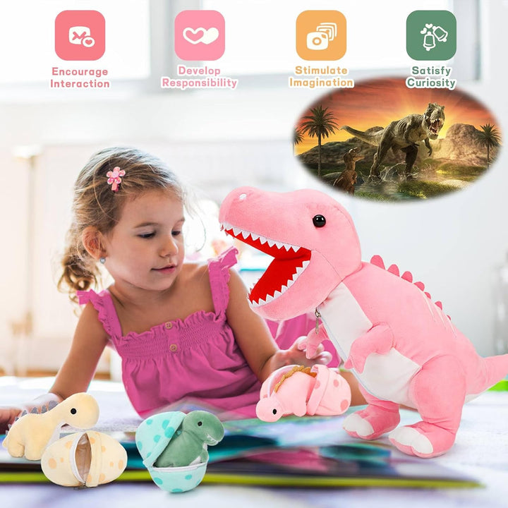 MorisMos - Animal de peluche de dinosaurio con bebés, mamá dino T-r...
