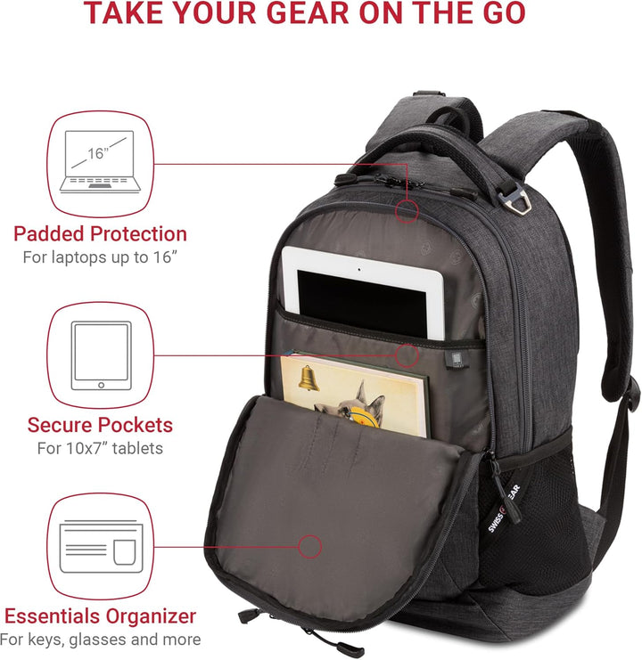 SwissGear - Mochila para laptop Cecil 5505, Carbón vegetal