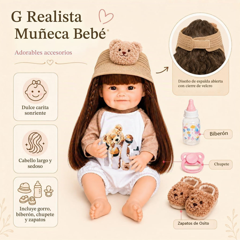 DOLLHOOD Muñecas Reborn Baby – Muñeca realista de silicona de vinilo realista de 18 pulgadas con brazos y piernas movibles completa con accesorios, gran regalo para niños (Noah James)