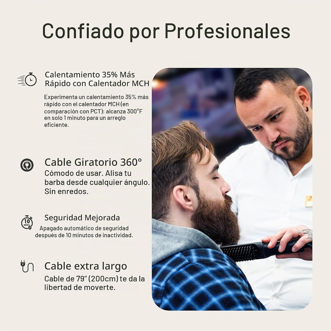 Aberlite Pro Professional - Alisador de barba y cabello, cepillo té...