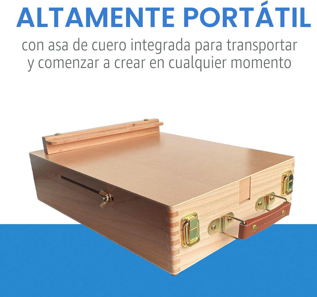 Wooden Tabletop Easel, Beech Wood Sketchbox Desktop Easel